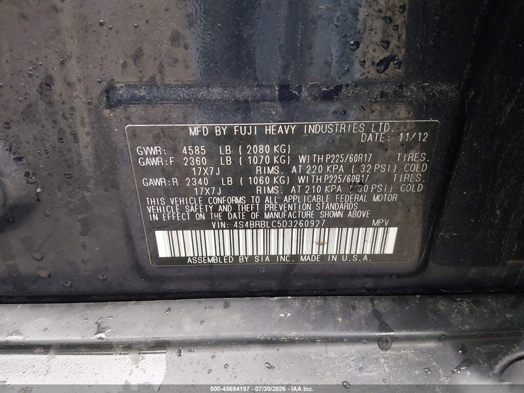 4S4BRBLC5D3260927 2013 SUBARU OUTBACK photo no. 9