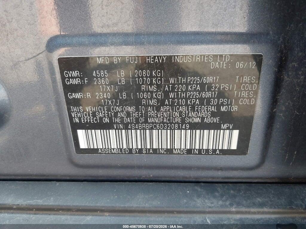 4S4BRBPC6D3208149 2013 SUBARU OUTBACK photo no. 9