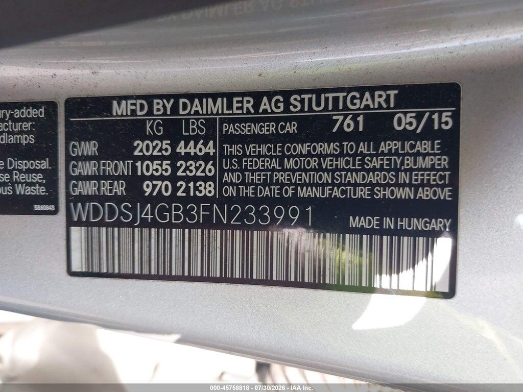 WDDSJ4GB3FN233991 2015 MERCEDES-BENZ CLA 250 photo no. 9