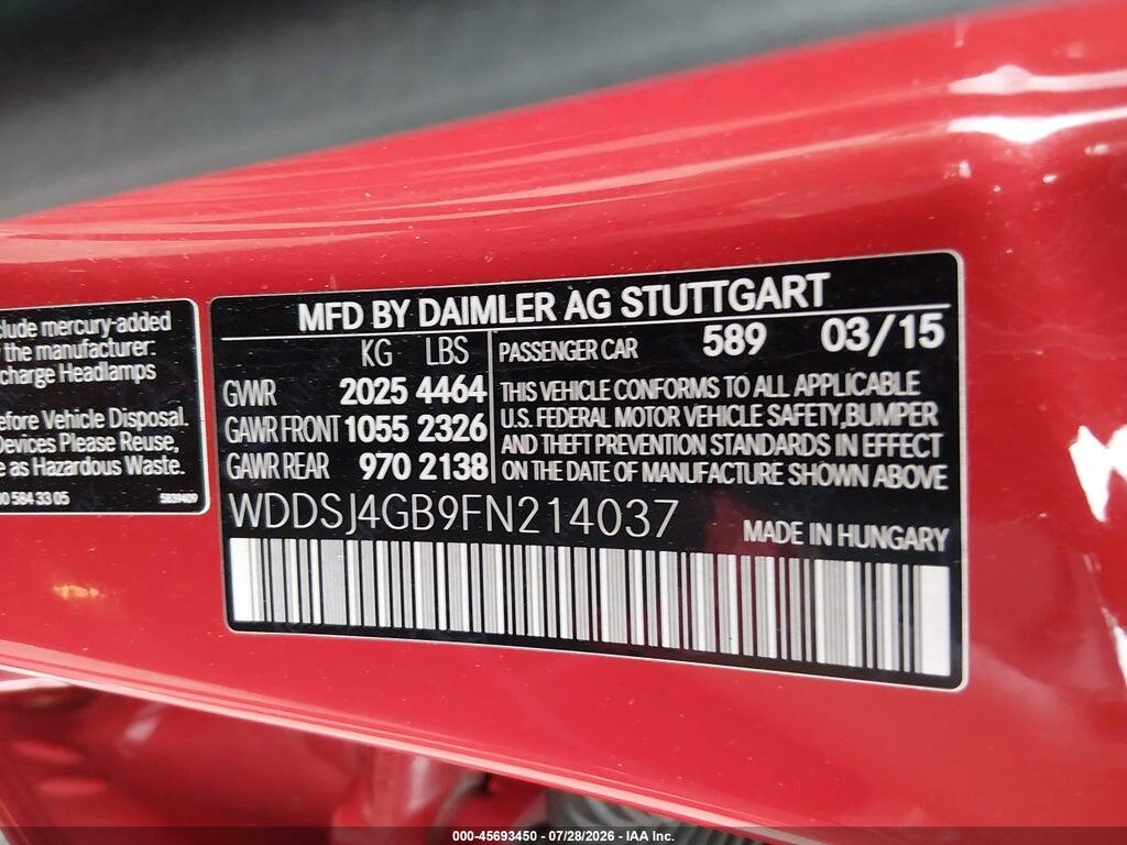 WDDSJ4GB9FN214037 2015 MERCEDES-BENZ CLA 250 photo no. 9