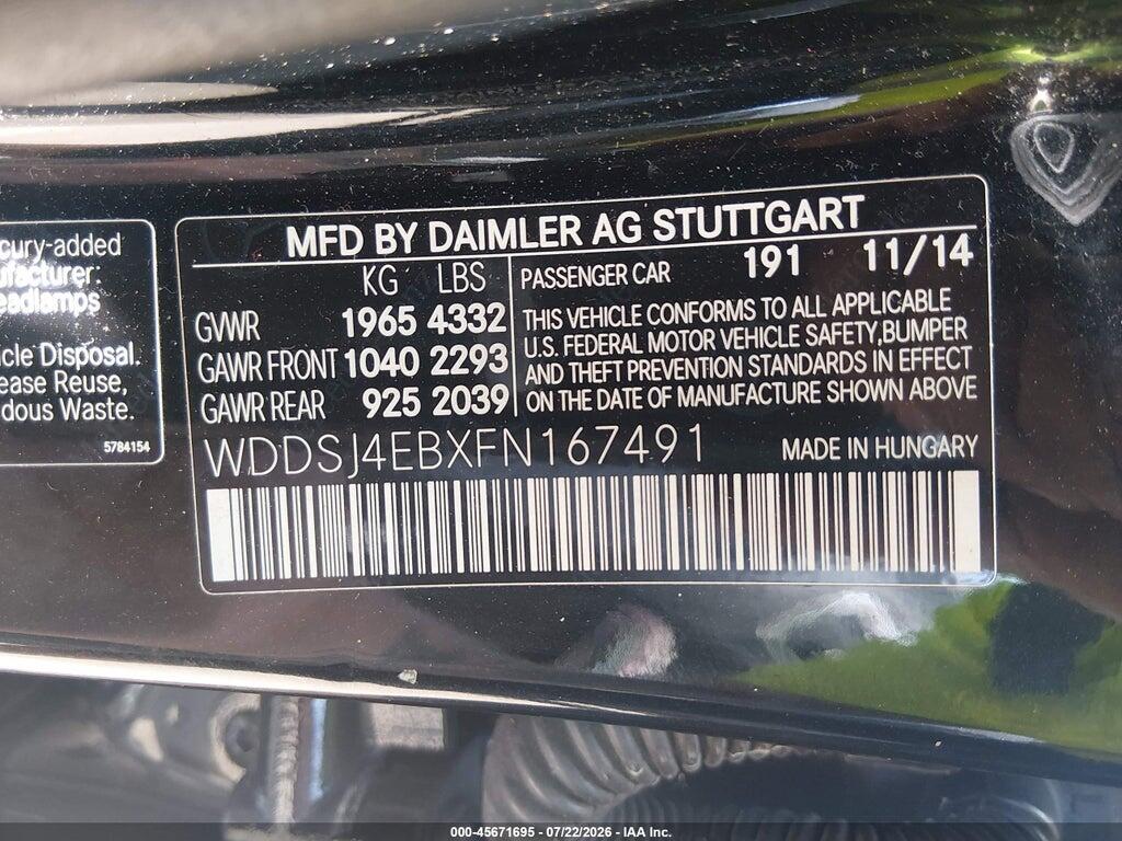 WDDSJ4EBXFN167491 2015 MERCEDES-BENZ CLA 250 photo no. 9