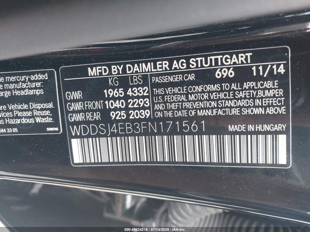 WDDSJ4EB3FN171561 2015 MERCEDES-BENZ CLA 250 photo no. 9