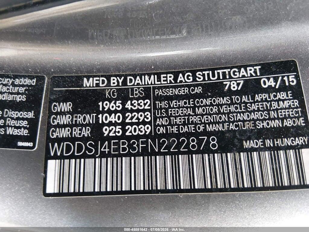 WDDSJ4EB3FN222878 2015 MERCEDES-BENZ CLA 250 photo no. 9