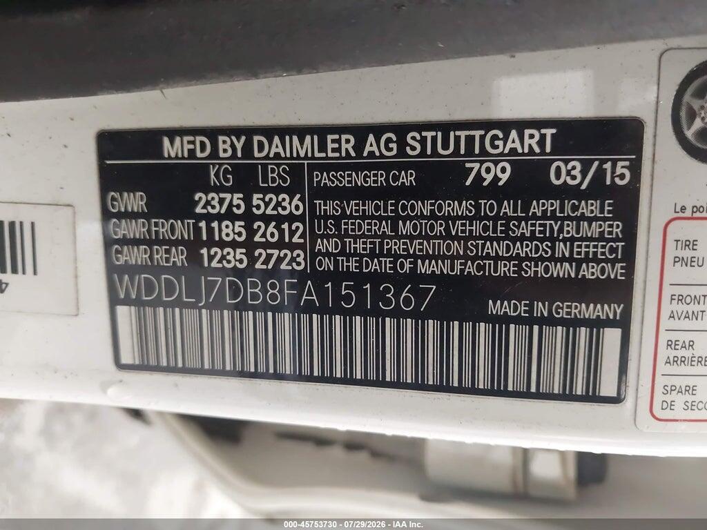 WDDLJ7DB8FA151367 2015 MERCEDES-BENZ CLS 550 photo no. 9