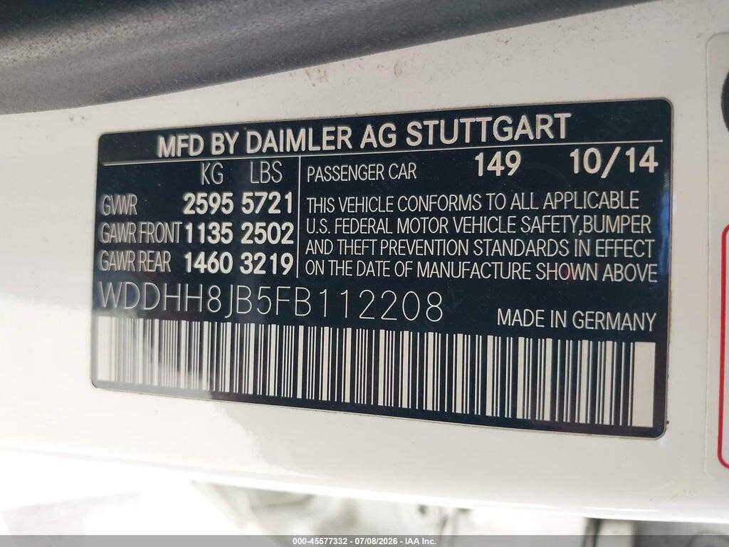 WDDHH8JB5FB112208 2015 MERCEDES-BENZ E 350 photo no. 9