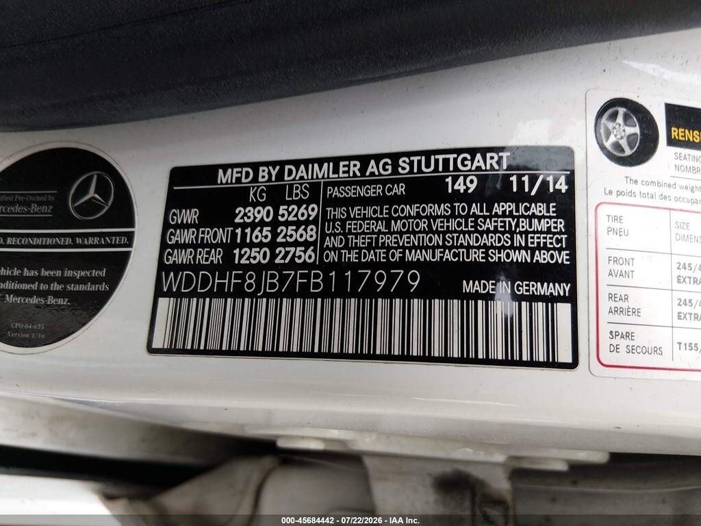 WDDHF8JB7FB117979 2015 MERCEDES-BENZ E 350 photo no. 9