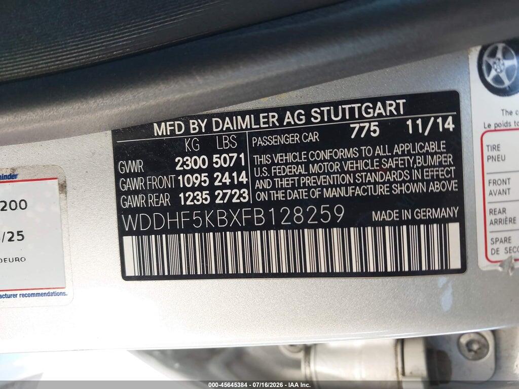 WDDHF5KBXFB128259 2015 MERCEDES-BENZ E 350 photo no. 9