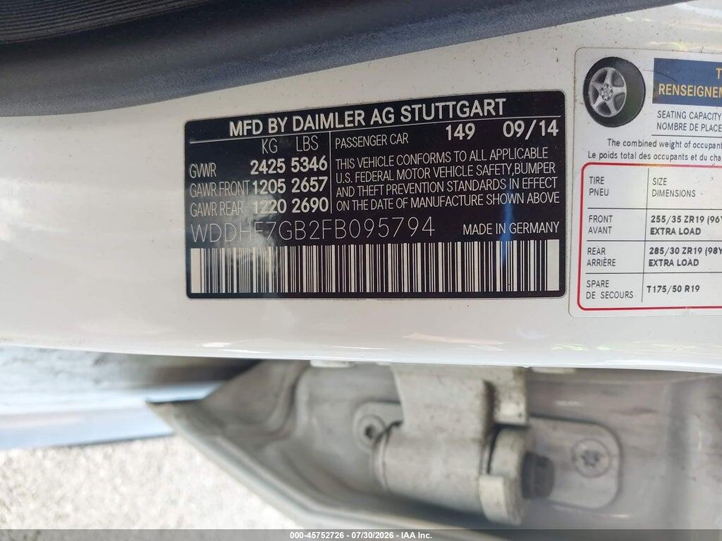 WDDHF7GB2FB095794 2015 MERCEDES-BENZ E 63 AMG photo no. 9