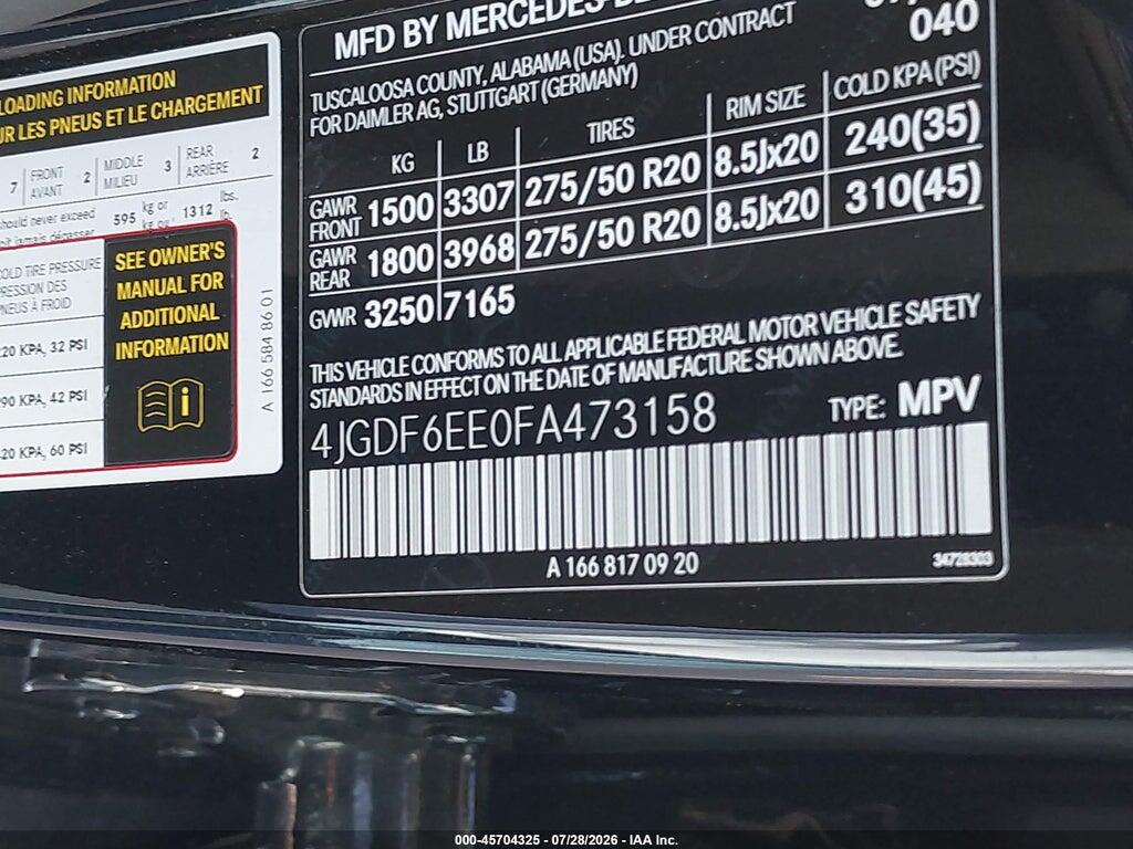 4JGDF6EE0FA473158 2015 MERCEDES-BENZ GL 450 photo no. 9