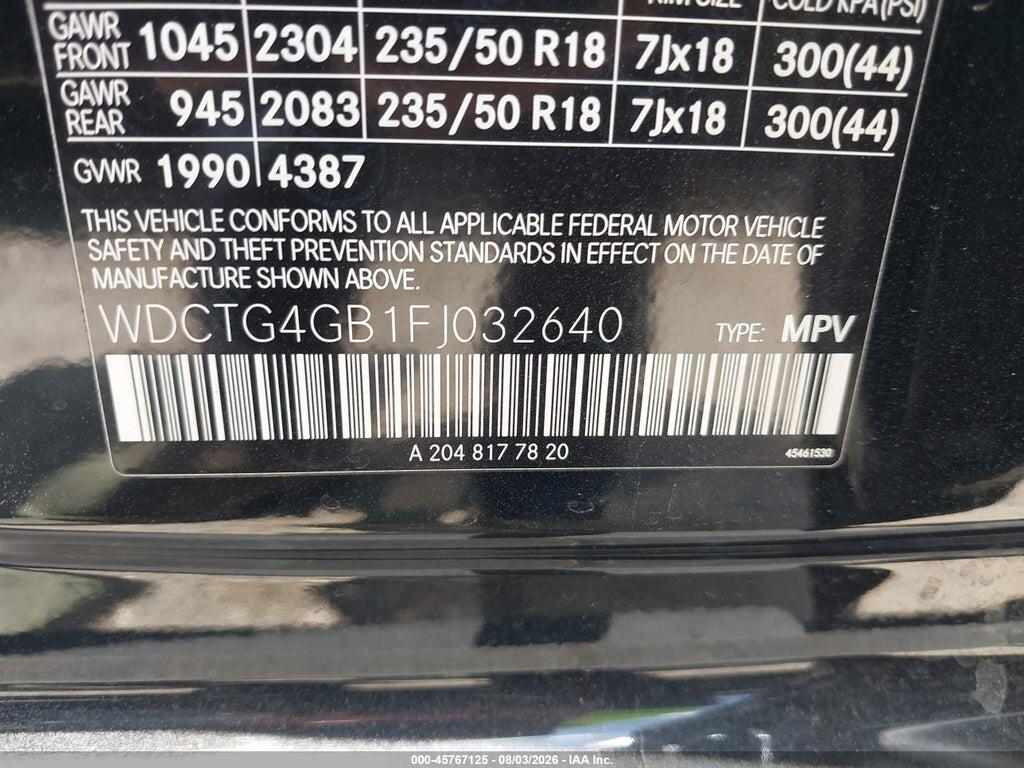 WDCTG4GB1FJ032640 2015 MERCEDES-BENZ GLA 250 photo no. 9