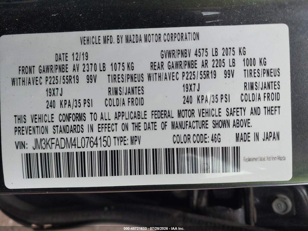 JM3KFADM4L0764150 2020 MAZDA CX-5 photo no. 9