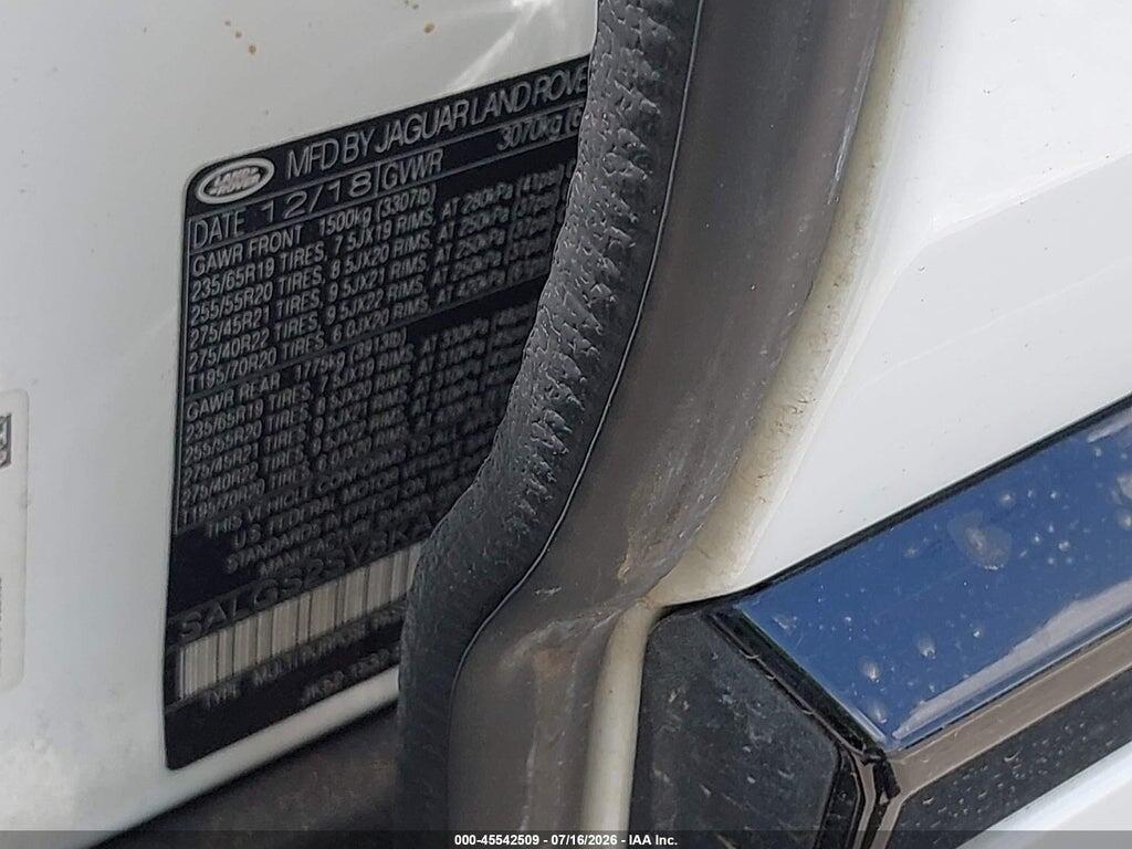SALGS2SV8KA539999 2019 LAND ROVER RANGE ROVER photo no. 9
