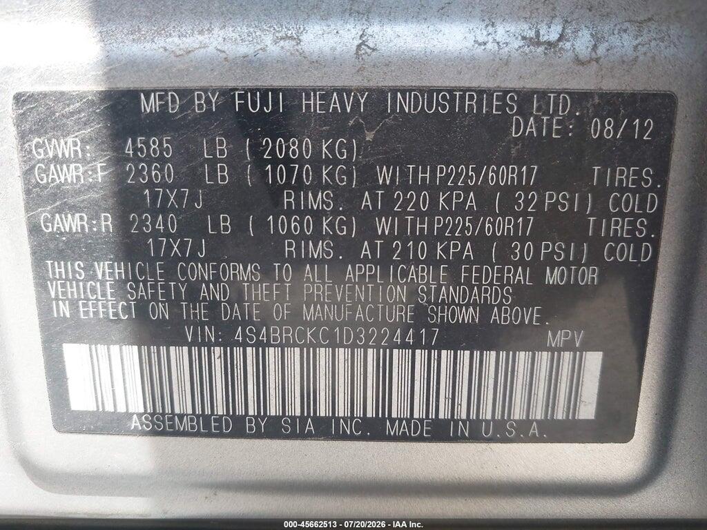 4S4BRCKC1D3224417 2013 SUBARU OUTBACK photo no. 9