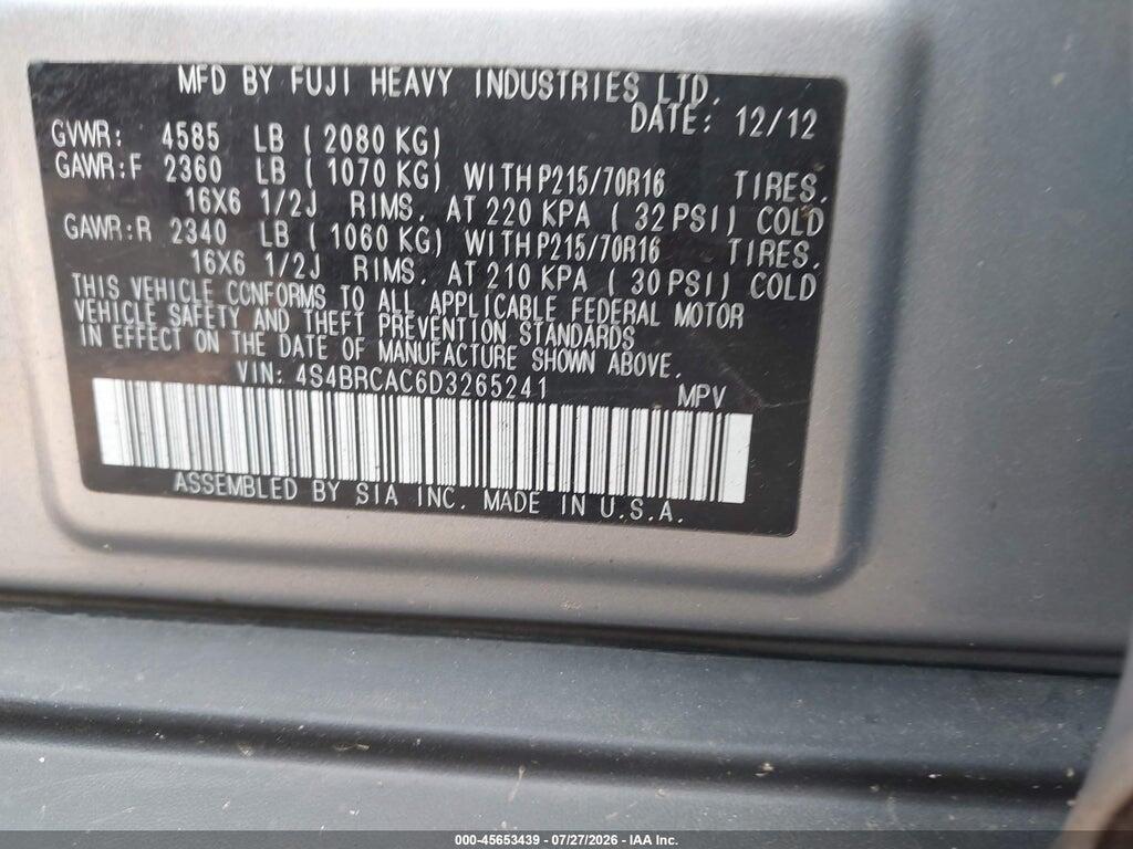 4S4BRCAC6D3265241 2013 SUBARU OUTBACK photo no. 9