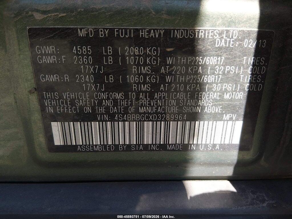 4S4BRBGCXD3289964 2013 SUBARU OUTBACK photo no. 9