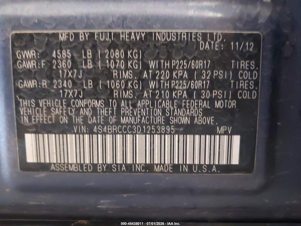 4S4BRCCC3D1253895 2013 SUBARU OUTBACK photo no. 9