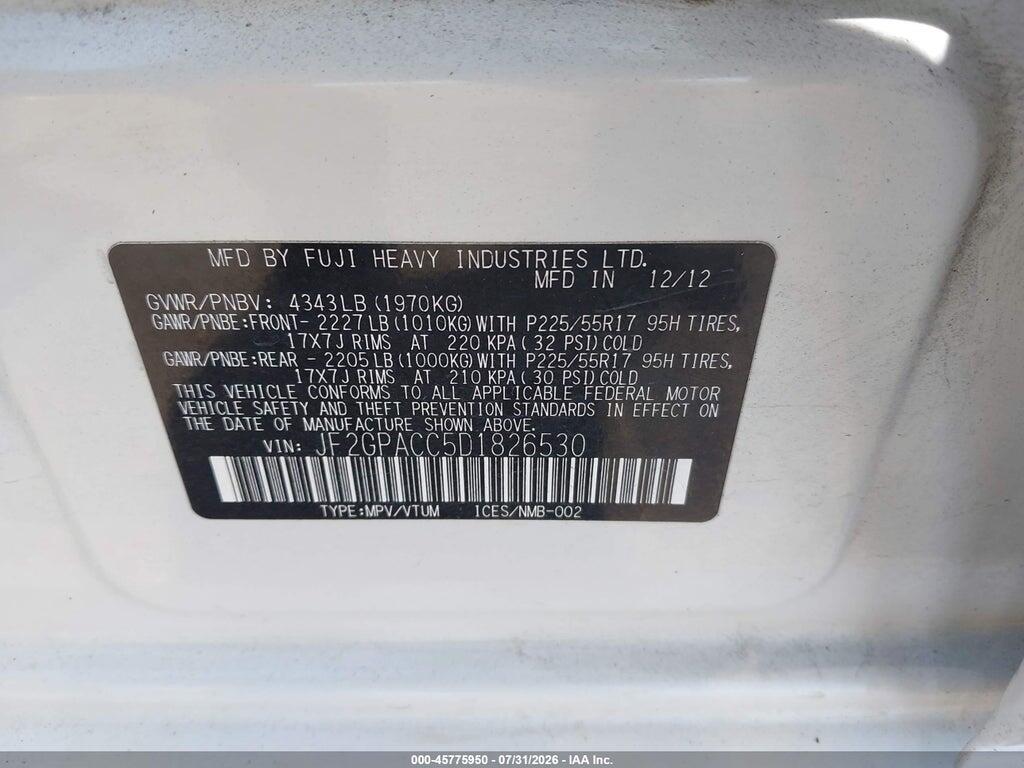 JF2GPACC5D1826530 2013 SUBARU XV CROSSTREK photo no. 9