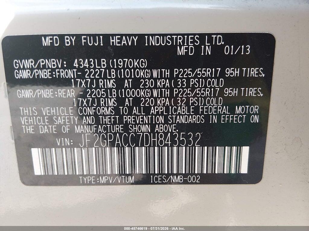 JF2GPACC7DH843532 2013 SUBARU XV CROSSTREK photo no. 9