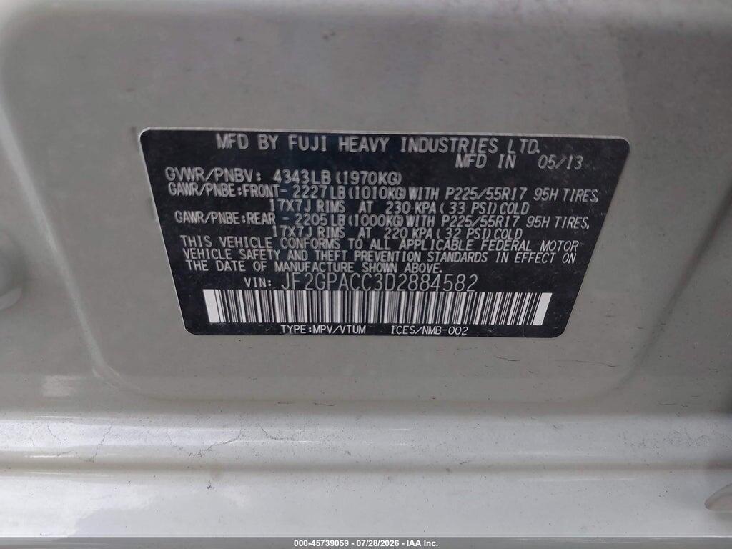 JF2GPACC3D2884582 2013 SUBARU XV CROSSTREK photo no. 9