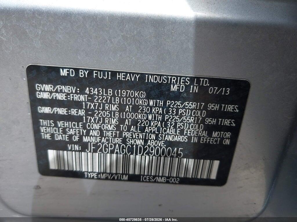 JF2GPAGC1D2900045 2013 SUBARU XV CROSSTREK photo no. 9