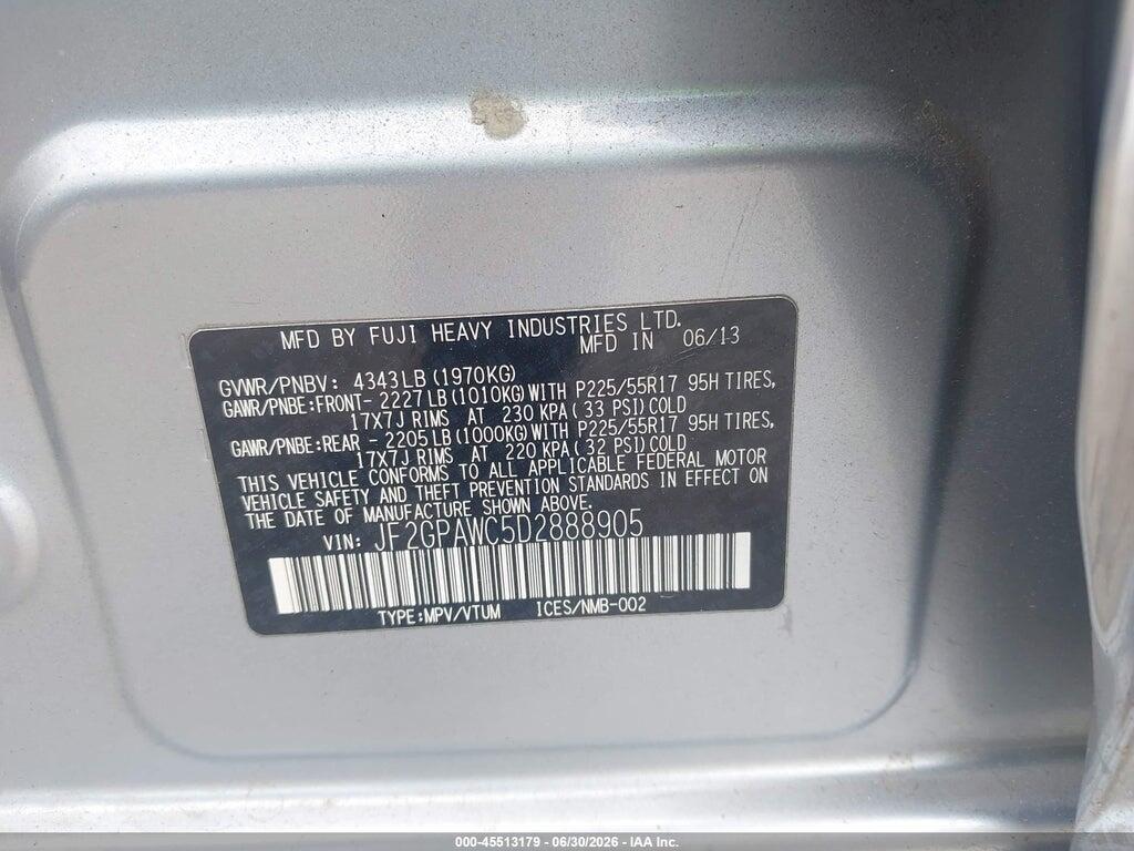 JF2GPAWC5D2888905 2013 SUBARU XV CROSSTREK photo no. 9