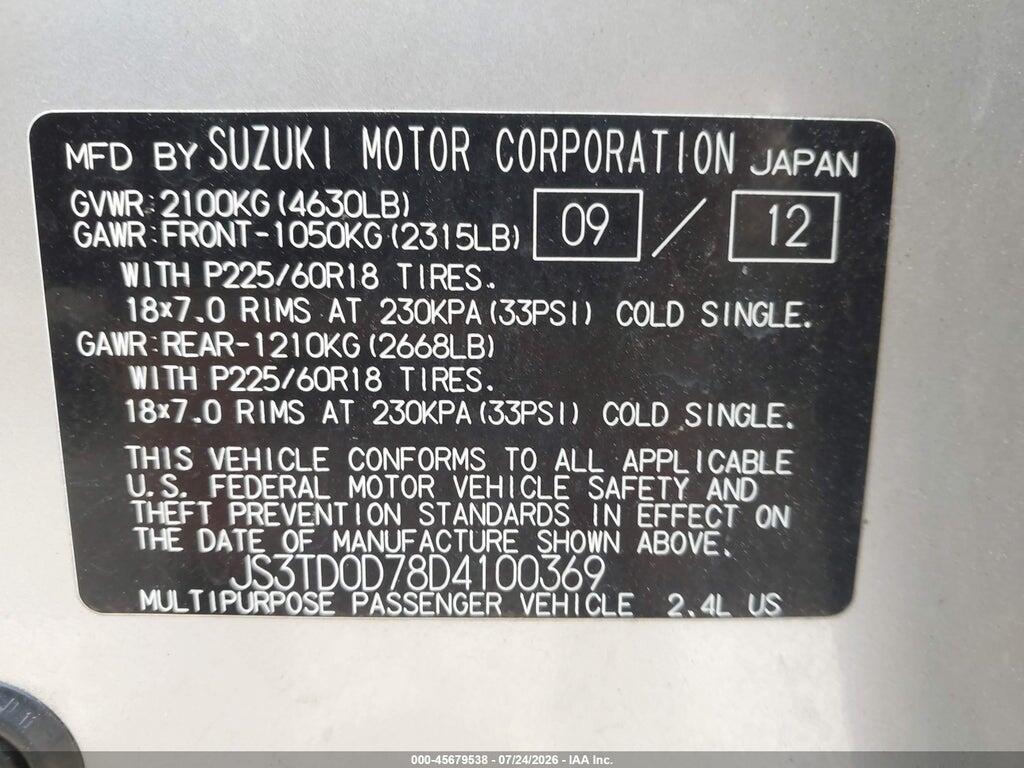 JS3TD0D78D4100369 2013 SUZUKI GRAND VITARA photo no. 9
