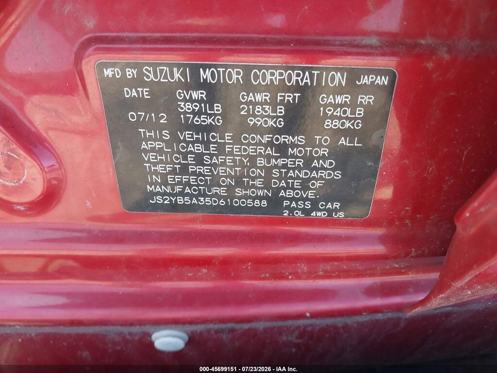 JS2YB5A35D6100588 2013 SUZUKI SX4 photo no. 9