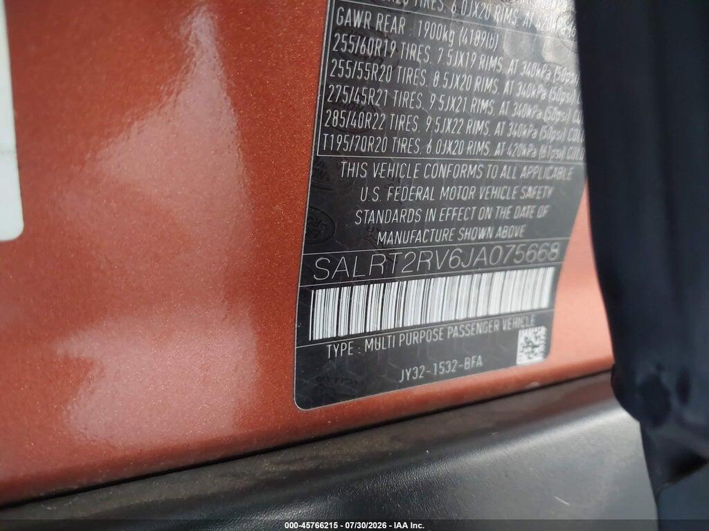 SALRT2RV6JA075668 2018 LAND ROVER DISCOVERY photo no. 9