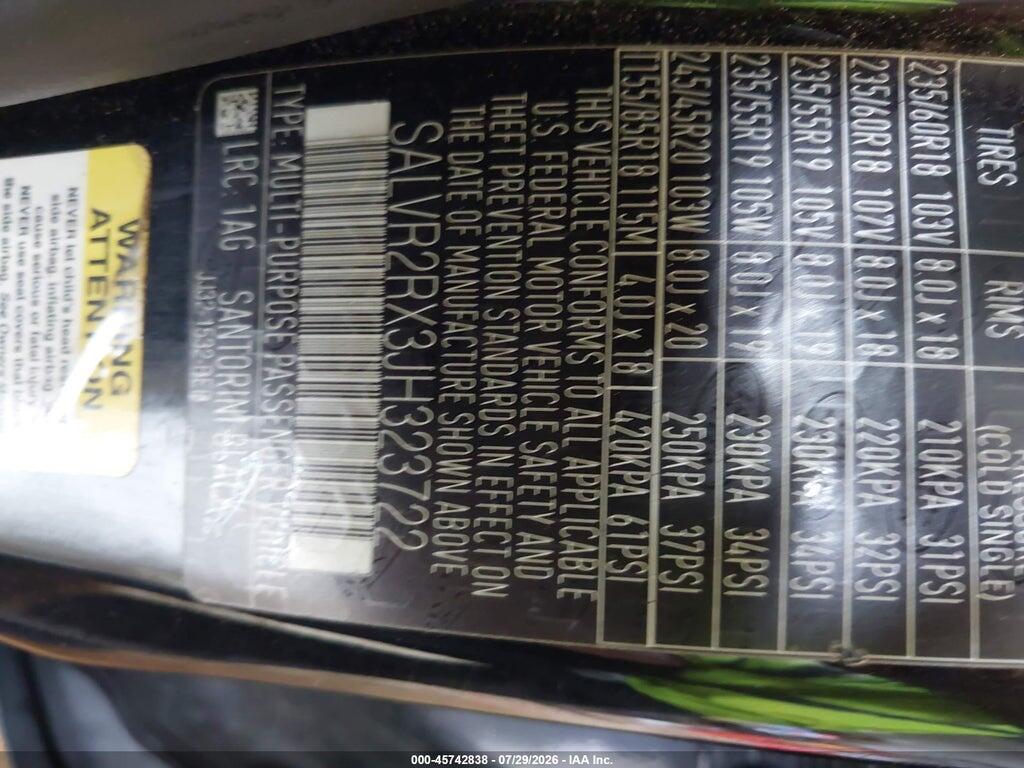 SALVR2RX3JH323722 2018 LAND ROVER RANGE ROVER EVOQUE photo no. 9