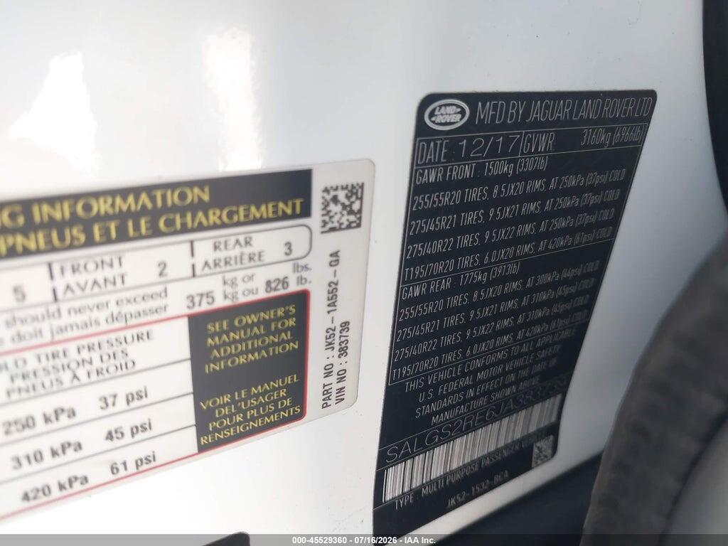 SALGS2RE6JA383739 2018 LAND ROVER RANGE ROVER photo no. 9