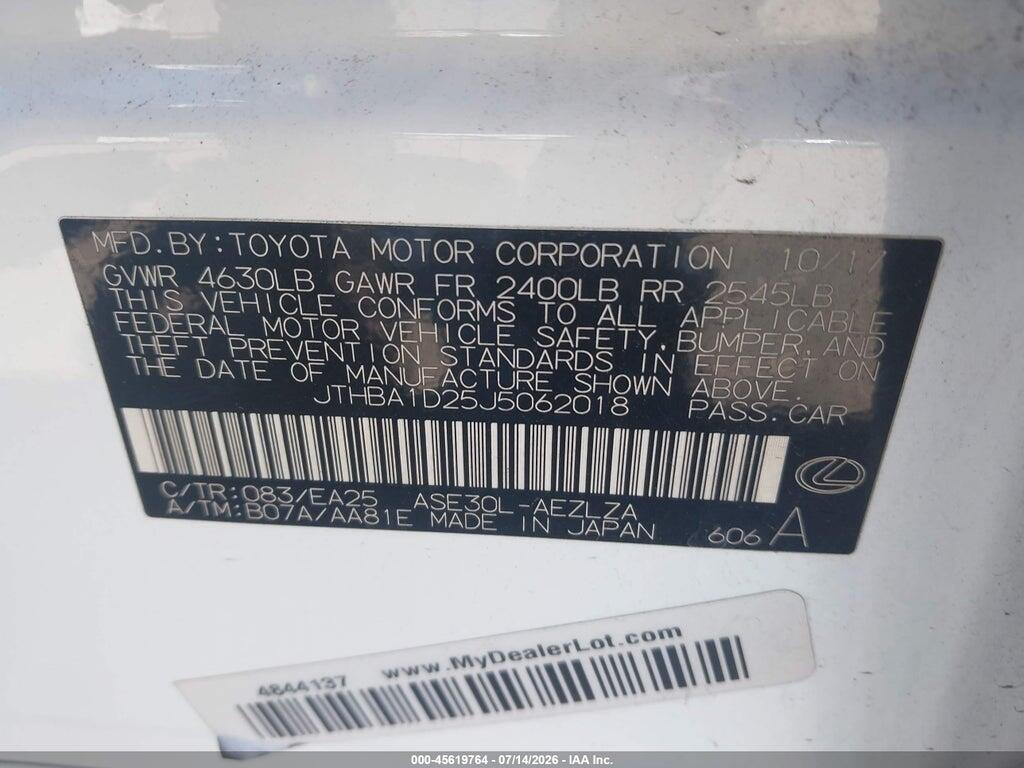 JTHBA1D25J5062018 2018 LEXUS IS 300 photo no. 9
