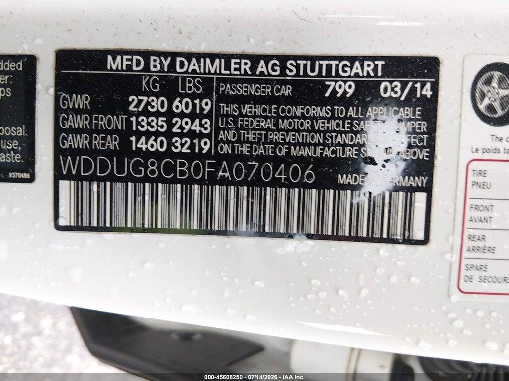 WDDUG8CB0FA070406 2015 MERCEDES-BENZ S 550 photo no. 9