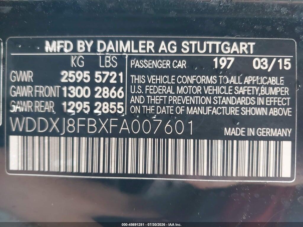 WDDXJ8FBXFA007601 2015 MERCEDES-BENZ S 550 photo no. 9
