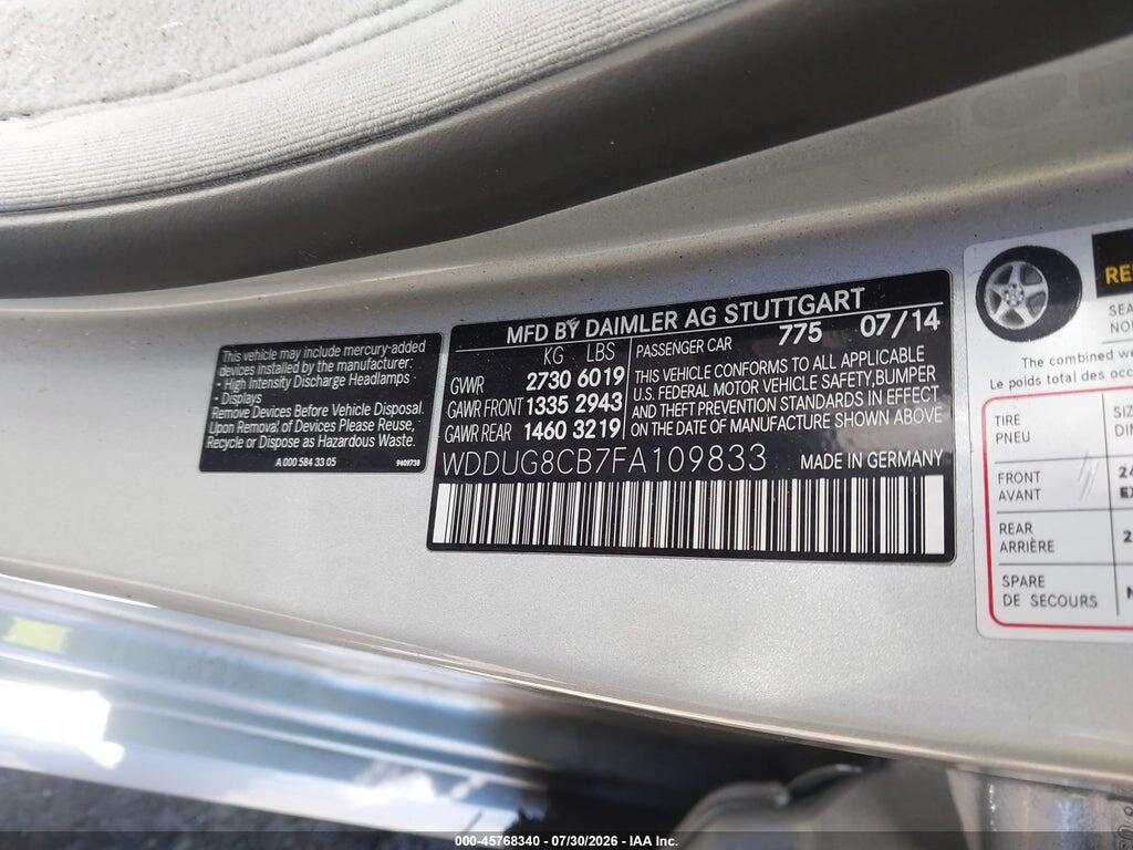 WDDUG8CB7FA109833 2015 MERCEDES-BENZ S 550 photo no. 9