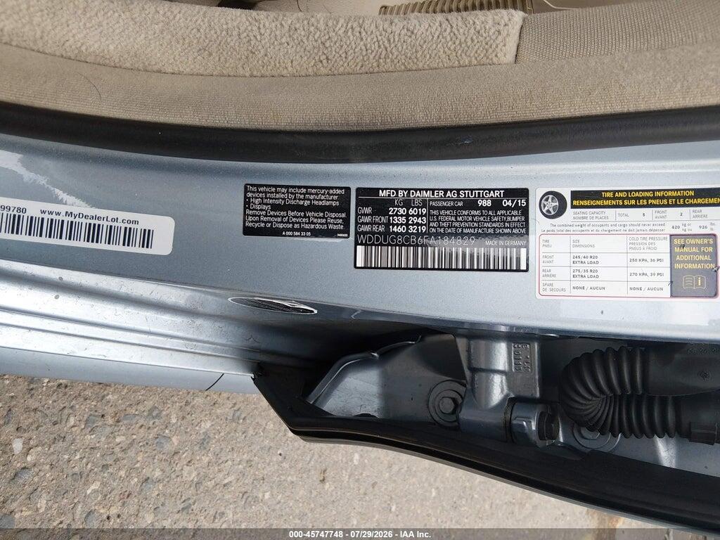 WDDUG8CB6FA184829 2015 MERCEDES-BENZ S 550 photo no. 9