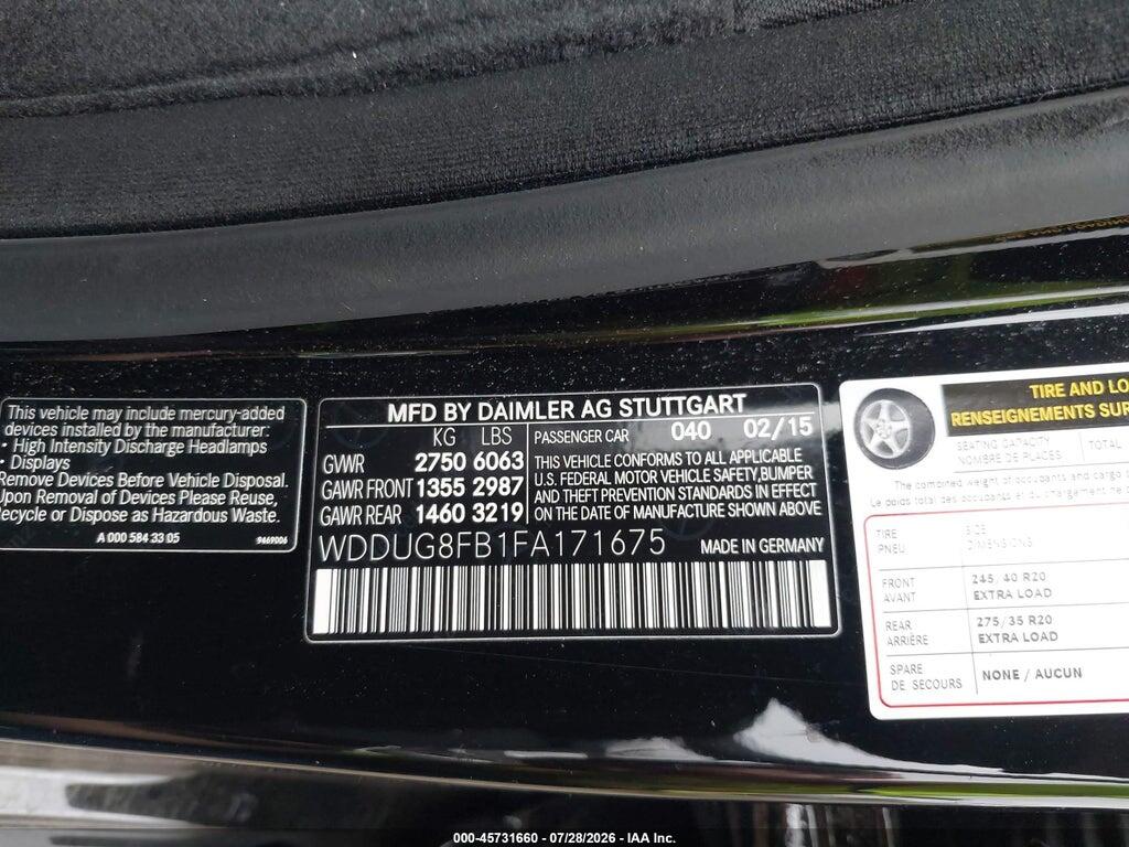 WDDUG8FB1FA171675 2015 MERCEDES-BENZ S 550 photo no. 9