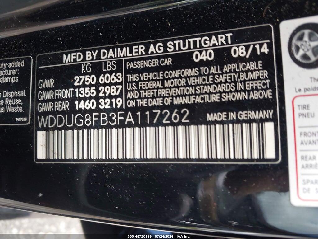 WDDUG8FB3FA117262 2015 MERCEDES-BENZ S 550 photo no. 9