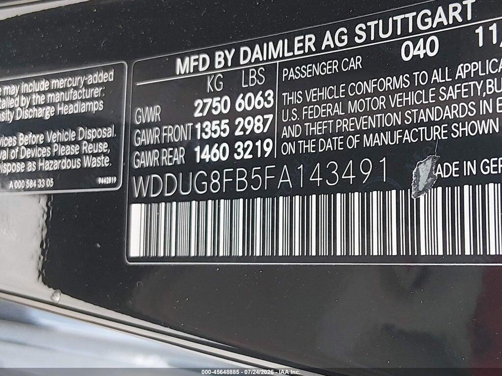WDDUG8FB5FA143491 2015 MERCEDES-BENZ S 550 photo no. 9