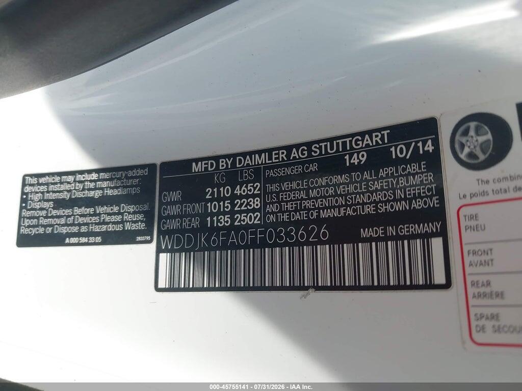 WDDJK6FA0FF033626 2015 MERCEDES-BENZ SL 400 photo no. 9
