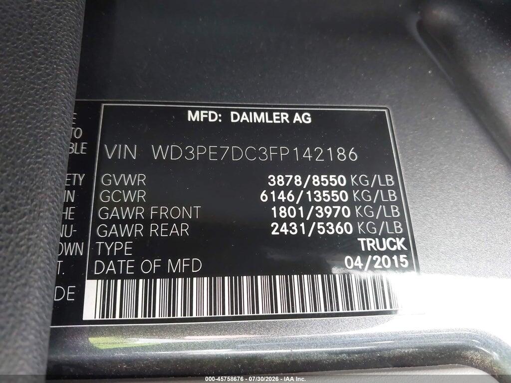 WD3PE7DC3FP142186 2015 MERCEDES-BENZ SPRINTER 2500 photo no. 9