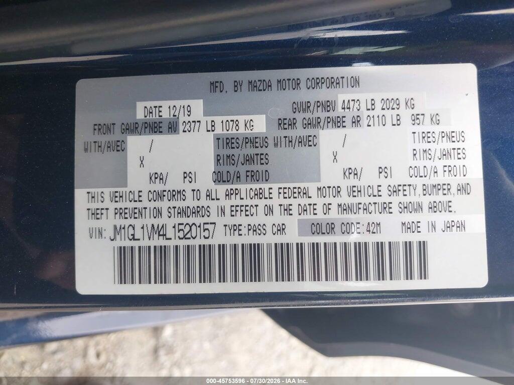 JM1GL1VM4L1520157 2020 MAZDA MAZDA6 photo no. 9