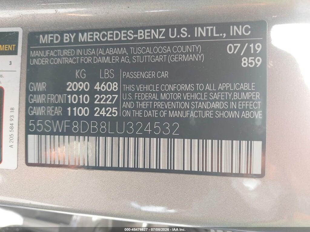 55SWF8DB8LU324532 2020 MERCEDES-BENZ C 300 photo no. 9