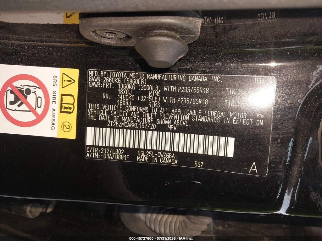 2T2BZMCA6KC192720 2019 LEXUS RX 350 photo no. 9