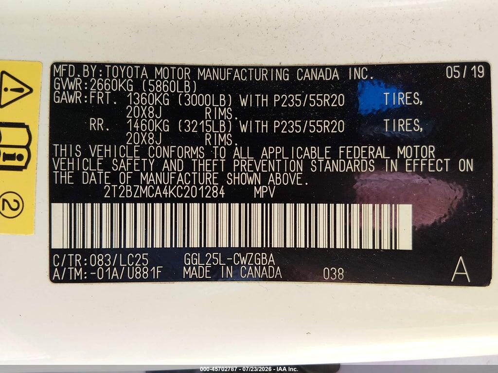 2T2BZMCA4KC201284 2019 LEXUS RX 350 photo no. 9