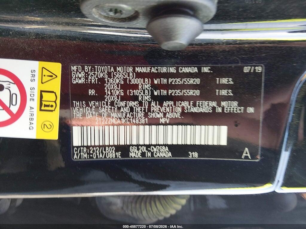 2T2ZZMCA1KC148381 2019 LEXUS RX 350 photo no. 9