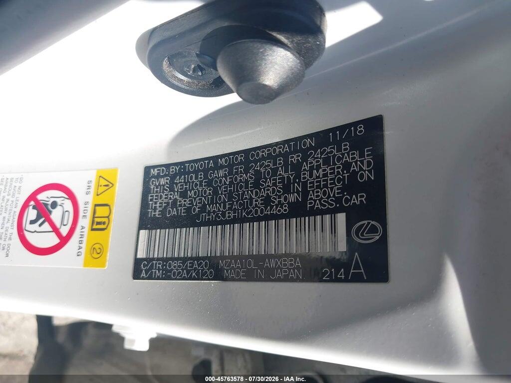 JTHY3JBH1K2004468 2019 LEXUS UX 200 photo no. 9