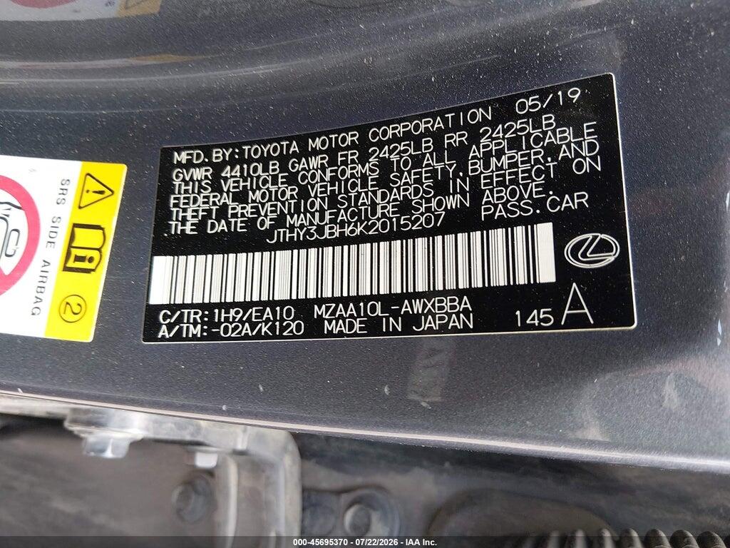 JTHY3JBH6K2015207 2019 LEXUS UX 200 photo no. 9