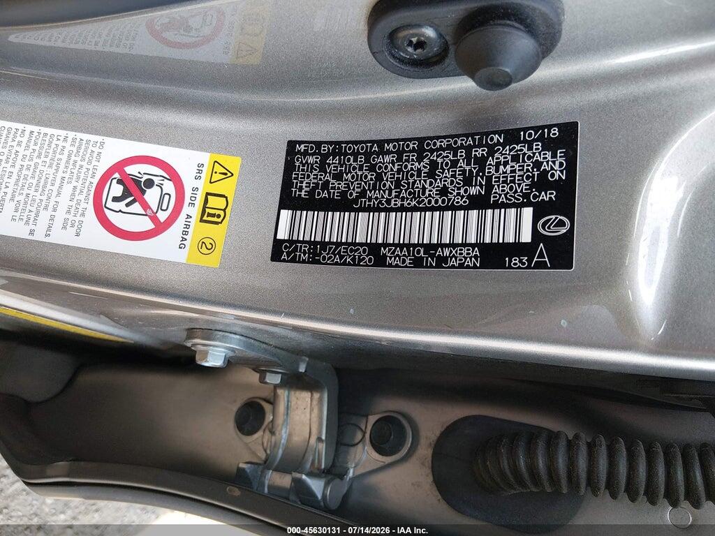 JTHY3JBH6K2000786 2019 LEXUS UX 200 photo no. 9