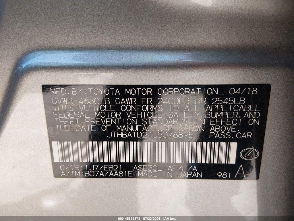 JTHBA1D24J5076895 2018 LEXUS IS 300 photo no. 9