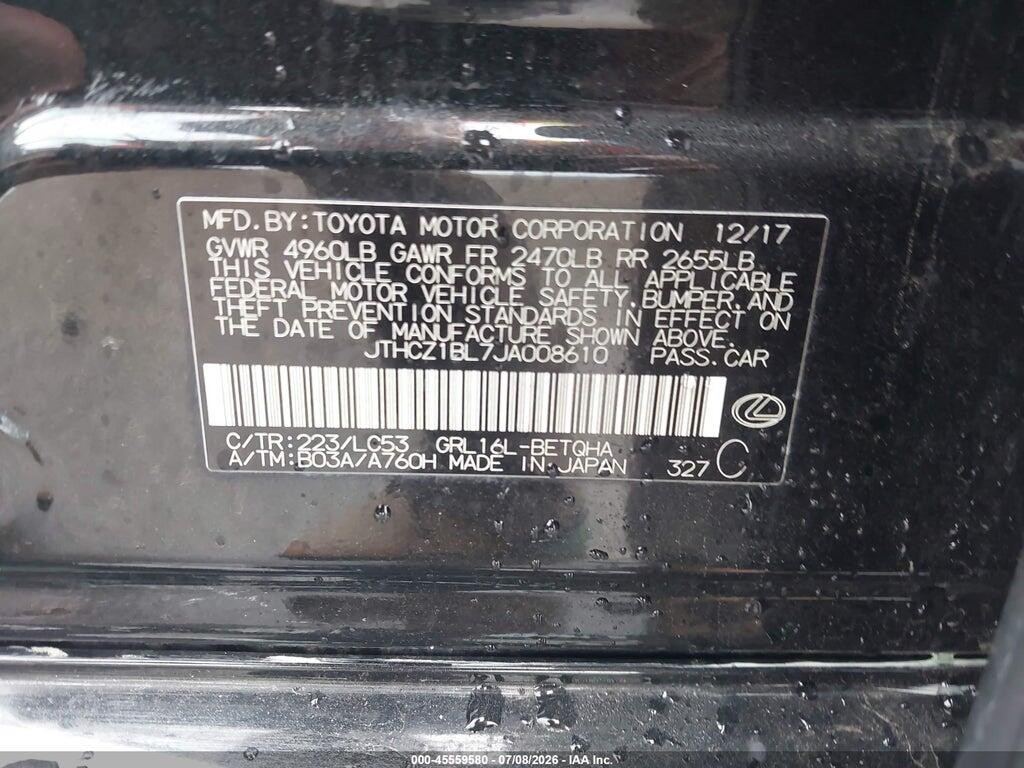 JTHCZ1BL7JA008610 2018 LEXUS GS 350 photo no. 9